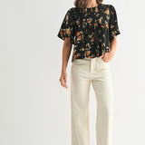 Pin Tuck Floral Blouse
