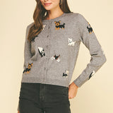 Dog Motif Knit Cardigan