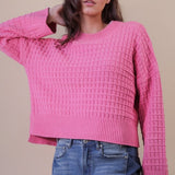Pretty In Pink Waffle Sweater