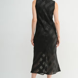 Satin And Stripe Midi Dress