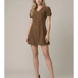 Zip Up Corduroy Mini Dress