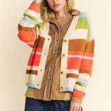 Color Block V Neck Cardi