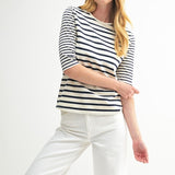 Mixed Stripe Quarter Sleeve Top