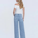 Olivia Frayed Hem Wide Leg Ankle Jean  (Vervet)