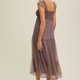 Organza Tiered Midi Dress