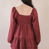 Polka Dot Print Tiered Mini Dress