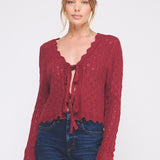 Pointelle Tie Cardigan