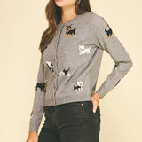 Dog Motif Knit Cardigan