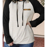 Black Stripe Raglan Hoodie (Plus)