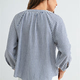 V Neck Striped Button Down