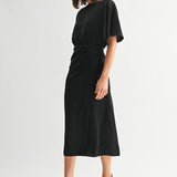 Satin Wrap Midi Dress