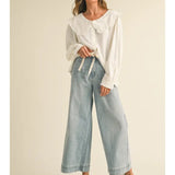 Tie Front Washed Denim Pant