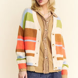 Color Block V Neck Cardi