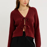 Bow Tie Cropped Sweater Cardi