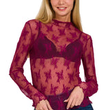 Long Sleeve Lace See-Through Layering Top