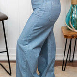 Patched Pocket Wide Leg Jean (Plus)