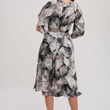 Gather Round Abstract Midi Dress