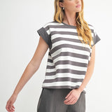 Boxy & Striped Knit Terry Tee
