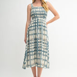 Geo Print Smocked Midi Dress