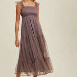 Organza Tiered Midi Dress