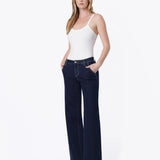 Olivia Mid Rise Striped Wide Leg Jean (Vervet)