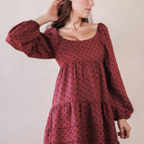 Polka Dot Print Tiered Mini Dress