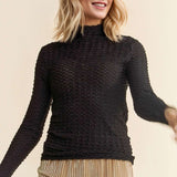 Textured Long Sleeve Layering Top