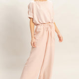 Textured Drawstring Top & Pant Set