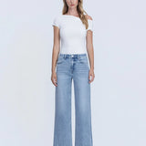 Olivia Frayed Hem Wide Leg Ankle Jean  (Vervet)