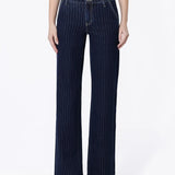 Olivia Mid Rise Striped Wide Leg Jean (Vervet)