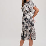 Gather Round Abstract Midi Dress