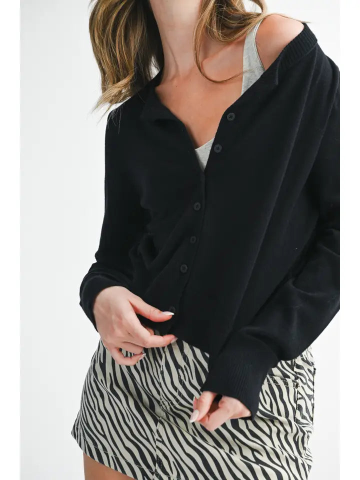 Ribbed Button Down Cardi