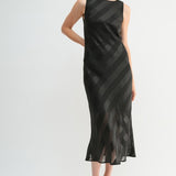 Satin And Stripe Midi Dress