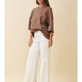 Raw Hem Wide Leg Denim Pant