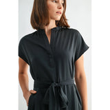 Self Tie Satin Midi Dress