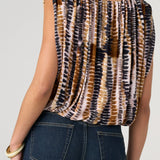 Sleeveless Draped Knit Top w/ Shoulder Pads (Liverpool)