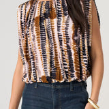 Sleeveless Draped Knit Top w/ Shoulder Pads (Liverpool)