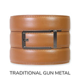 British Tan Leather Ratchet Belt & Buckle Set (Tough Apparel)