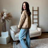 Varsity Style Quilted Cardigan