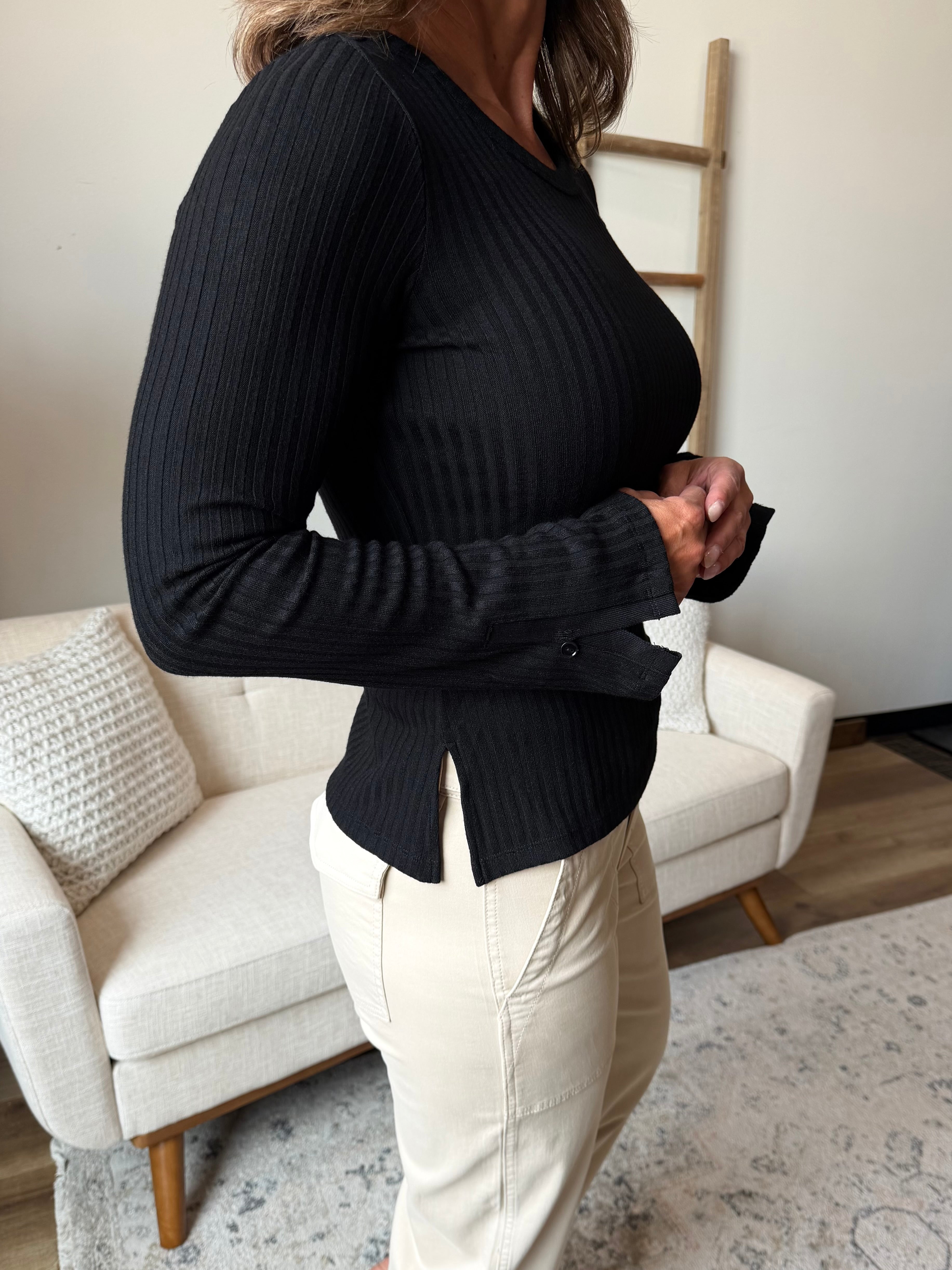 Long Sleeve Scoop Neck Knit Top (Liverpool)