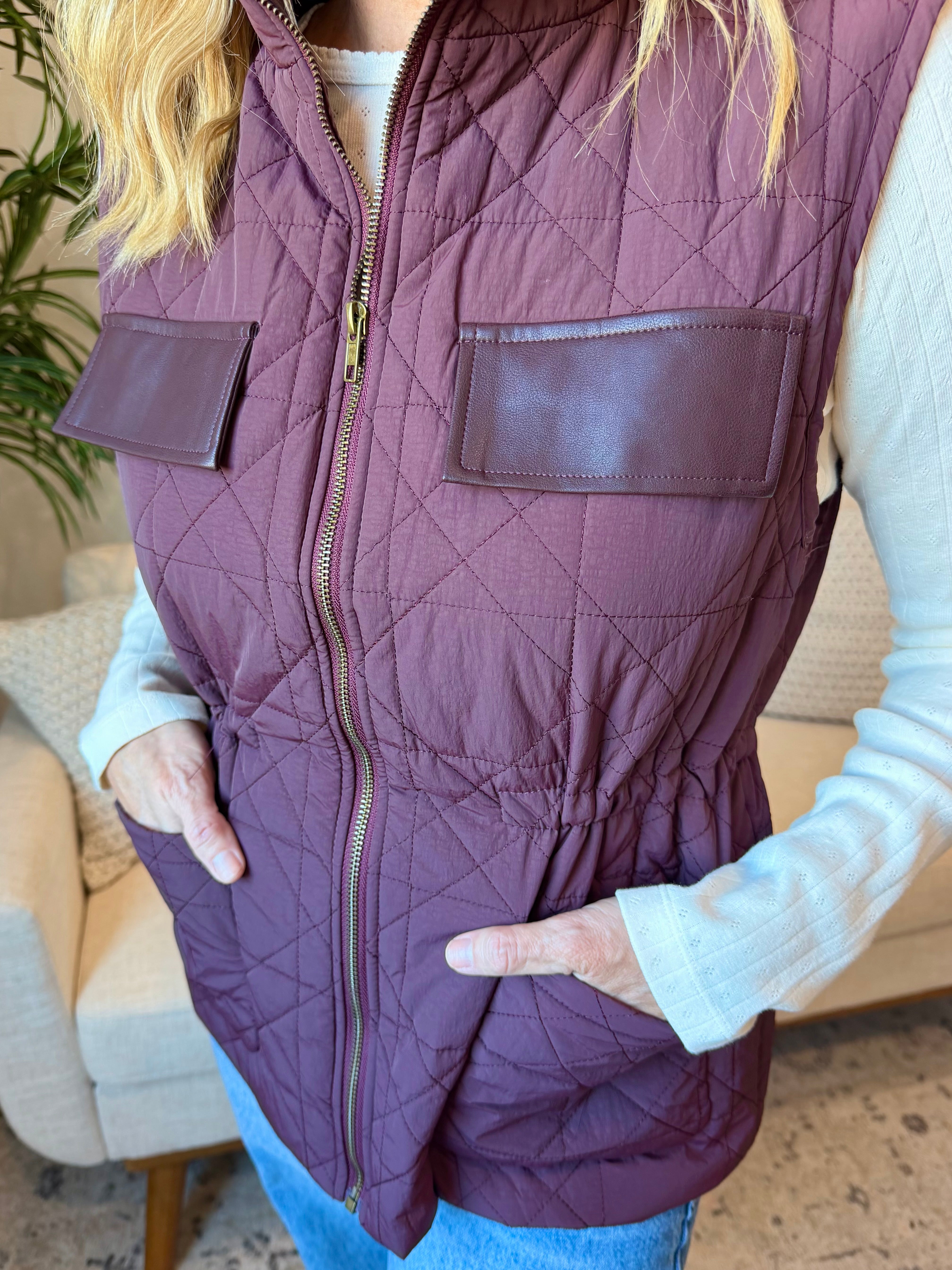 Adjustable Waist Quilted Vest