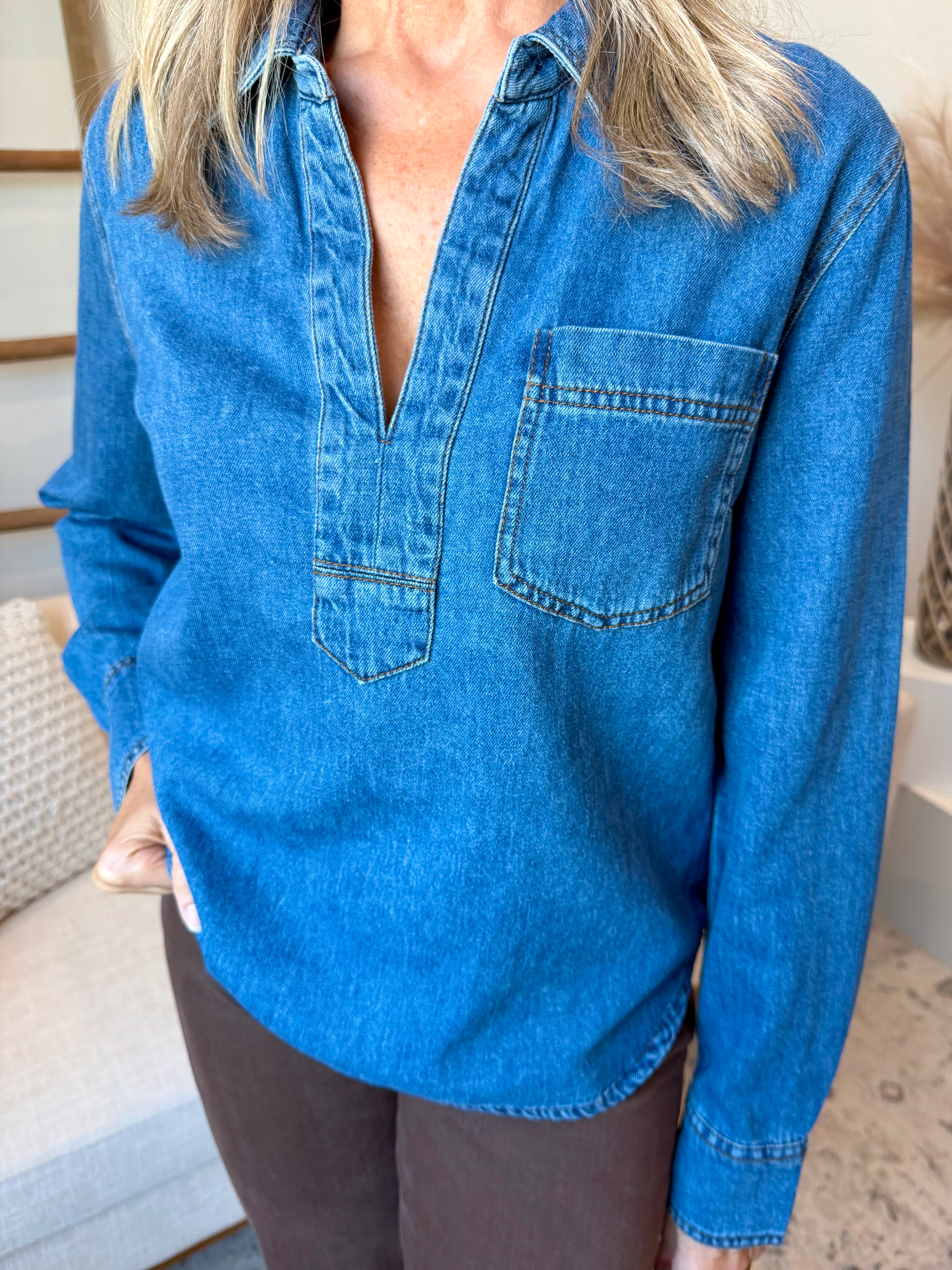 Iris Pullover Denim Shirt (KUT)