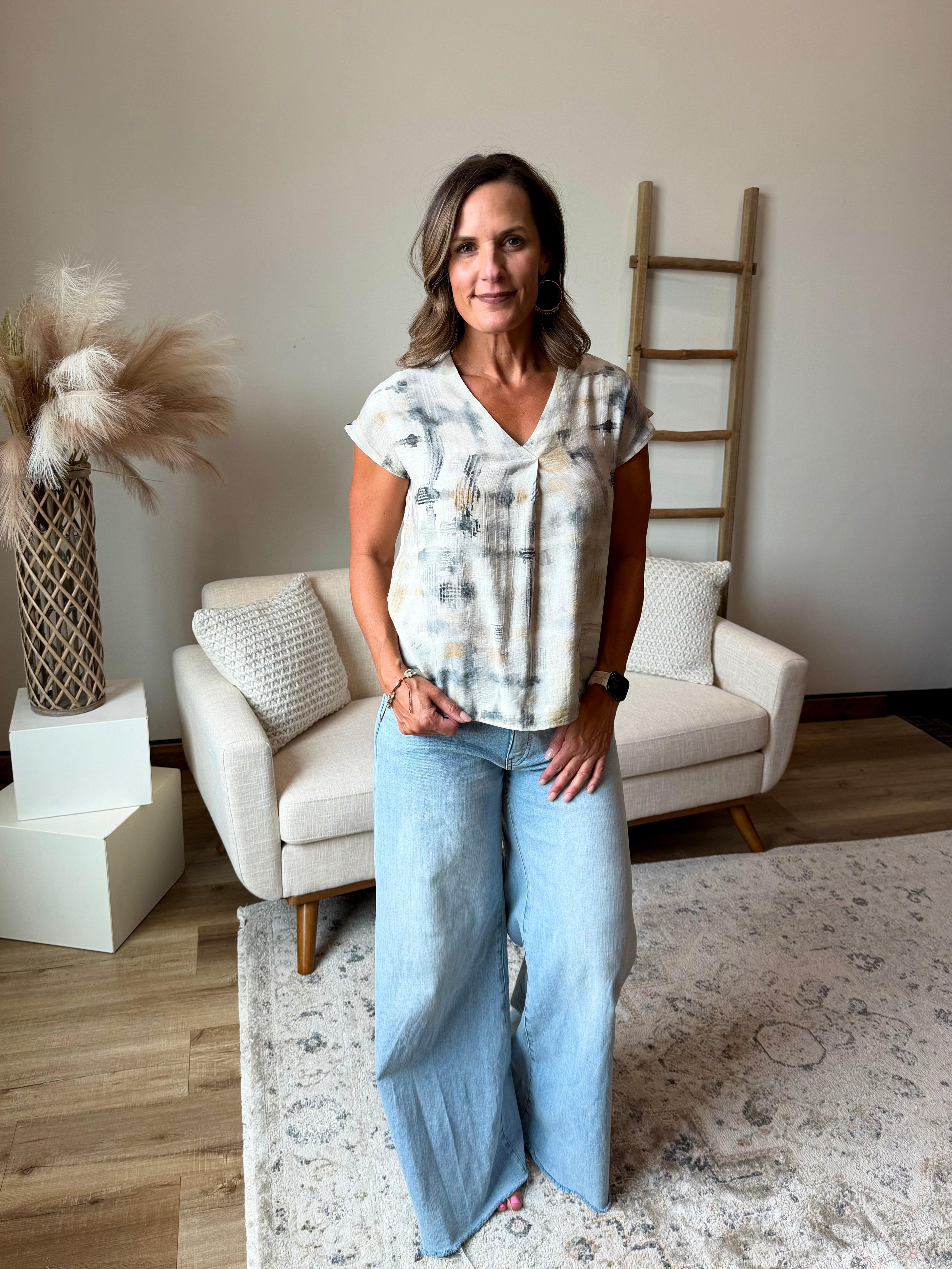 V Neck Dolman Blouse