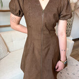 Zip Up Corduroy Mini Dress
