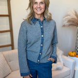 Denim Trim Sweater Shirt (Dex)