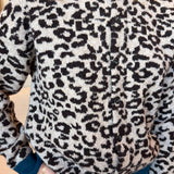 Navy Trim Leopard Cardigan