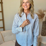 Adjustable Sleeve Button Front Woven Top (Liverpool)