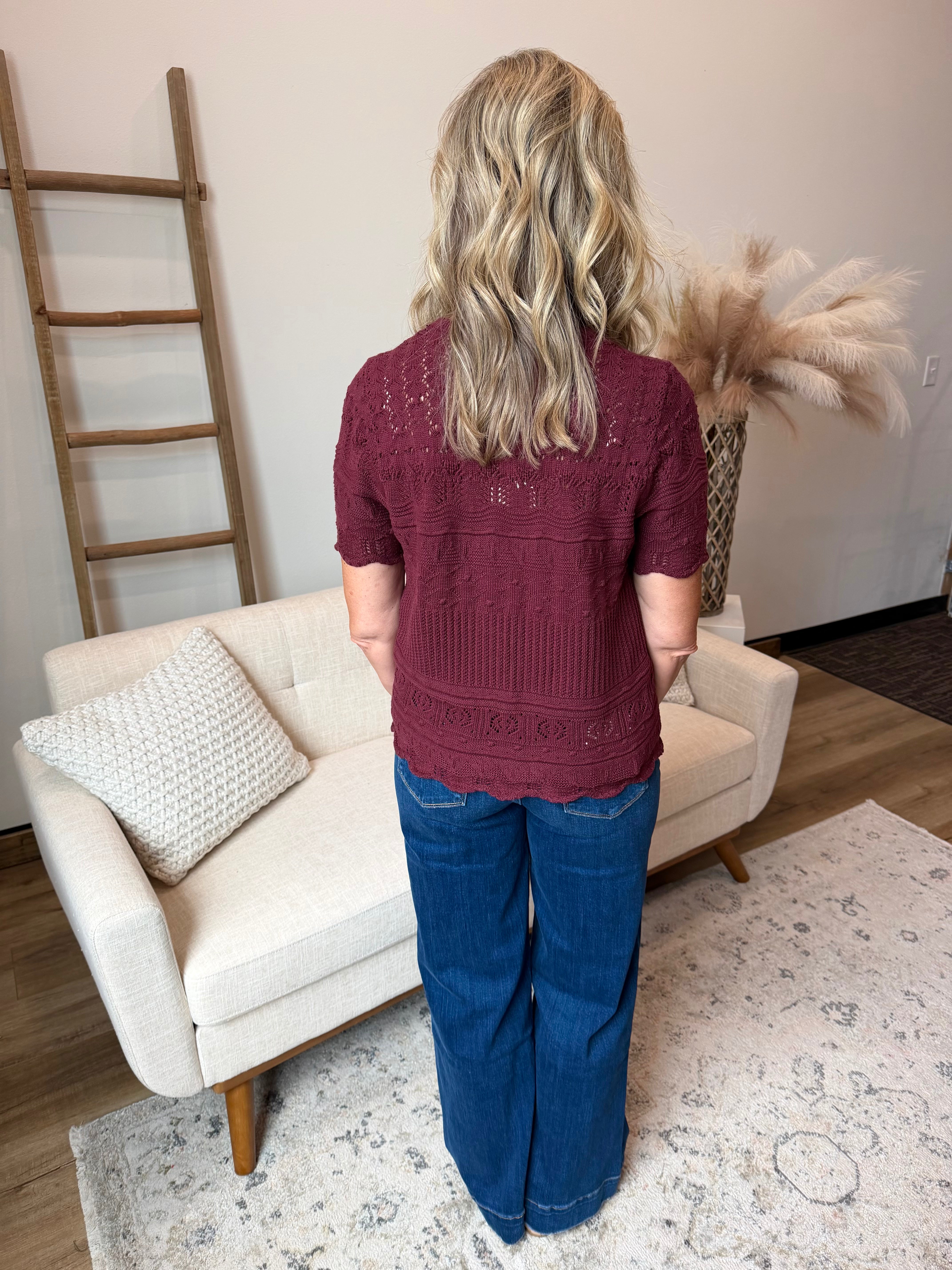 Crocheted Casual Knit Sweater