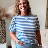 Bubble Sleeve Striped Tee
