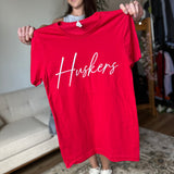 "Huskers" Script Graphic Tee